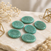 Vente en gros de pierres de méditation en amazonite naturelle bleu-vert, de forme ovale, sculptées en cristal, pour cadeau