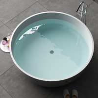 Baignoire ronde noire en résine et marbre, Surface unie en pierre artificielle
