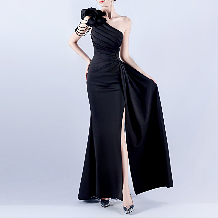 formal dress black for wedding guest