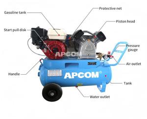 Compresseur d'air à piston, alimenté à l'essence, refroidi par air, lubrifié, pour chantier de construction - Product Image 5