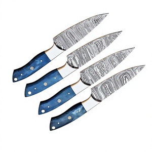 Ensemble de couteaux de chef pour steak, 4 pièces, lames en acier Damas de 4 mm d'épaisseur, orientation réglable de la main, renforts en acier, manches en os de chameau - Product Image 3