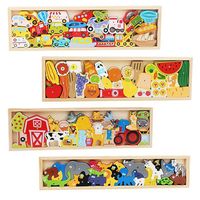 COMMIKI Tinker jouets blocs de construction en bois modèle en bois Kits de blocs de construction assemblage jouet cadeau en bois empilable animaux blocs jouet