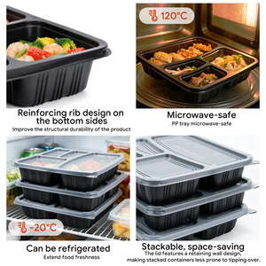Conteneur alimentaire jetable en plastique PP à 4 compartiments, emballé sous blister, avec couvercle, sans BPA, compatible micro-ondes, pour vente en gros - Product Image 3