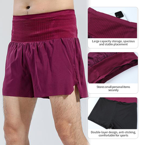 2026 New Design High Elastic Waistband 2 in 1 Short Breathable Double <b>Layers</b> Running Wears Gym Fitness Polyester Spandex Short - Product Image 1