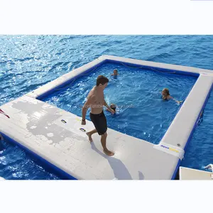 Adult yacht water pool inflatable floating ocean sea swimming pool with net inflatable pool for the sea outdoor