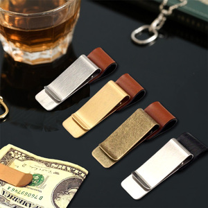 Nhà Máy Tùy Chỉnh Kim Loại Tiền Mặt Clip U-Hình Dạng Cơ Sở Trống Với Da Bọc Vàng Bạc Brass Mạ Bán Buôn Ví Thay Thế - Product Image 4