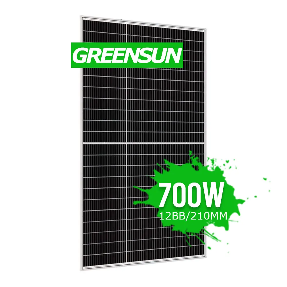 Greensunフルブラックハーフセルモノパネルソーラー650W680W 700W 800W 1000W単結晶ソーラーパネルコスト