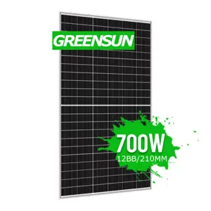 Greensun แผงโซลาร์เซลล์แบบโมโนคริสตัลไลน์,แผงโซลาร์เซลล์สีดำขนาด650W 680W 700W 800W 1000W