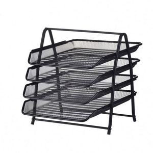 Desk <b>Organizer</b> 4-Tier Metal Mesh <b>File</b> Rack Magazine Sorter Rack Document Holder for Office Home School - Product Image 1