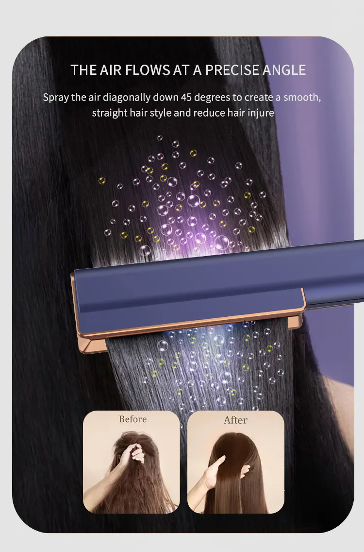 Nueva plancha de pelo inalámbrica con alisador de pelo rizado y recto de doble propósito, flujo de aire de iones negativos, cabello liso