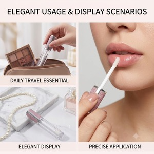 Tube de brillant à lèvres vide transparent 20 ml avec bouchon motif crocodile pailleté, applicateur, contenant de maquillage pour les lèvres, flacon d'emballage cosmétique pour gloss - Product Image 3