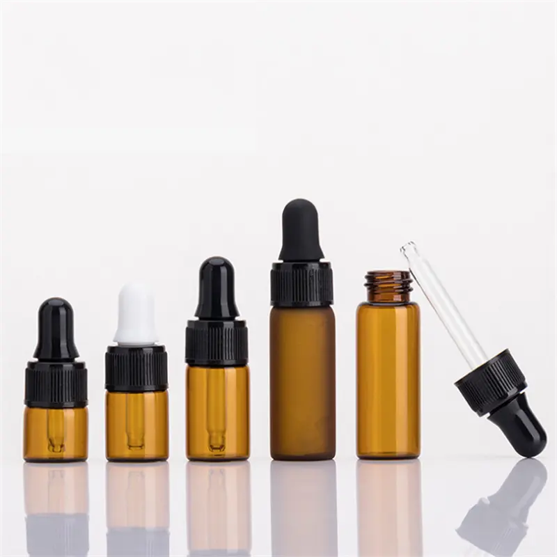 1ml 2ml 3ml 5ml Miniature Portable Clear Amber Glass Tester Vial Dropper Glass Bottle