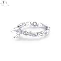 Anillo de Oro Blanco Sólido de 18K de Alta Calidad con Diseño Clásico de Hojas y Diamantes Naturales, Anillo de Boda para Mujer, para Fiestas
