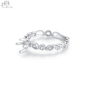 Top Quality Trendy Leaves Design Fine Jewelry 18K Solid White Gold Real Natural Diamond Semi Mount Ring For Women <b>Wedding</b> Band - Product Image 3