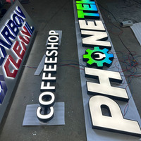 Lettres encastrées LED en acier inoxydable, effet halo rétroéclairé, lettres lumineuses personnalisées, logo 3D pour salon de beauté