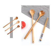 Ustensiles de service et de mélange en bois pour thé, café, desserts et soupes avec long manche