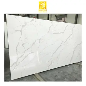 BOTON STONE Wholesale Price Polished Artificial Stone Island Kitchen Countertop Calacatta Tiles White Quartz Stone Slab