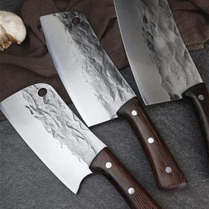 7 pouces forgé à la main couperet à viande <span class=keywords><strong>chef</strong></span> de cuisine couteau en acier au carbone <span class=keywords><strong>boucher</strong></span> extérieur martelé hachoir couteau à désosser pour le Camping à la maison - Product Image 2