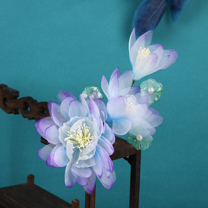 Nuevo tocado Hanfu de diseño original hecho a mano en estilo chino tradicional, pinza para el cabello de gasa suave con flor de loto morada. - Product Image 2