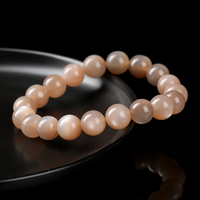 Bracelet perlé en pierre de lune véritable, cristal chaud, extensible, style bohème minimaliste, idéal pour cadeau de demoiselle d'honneur