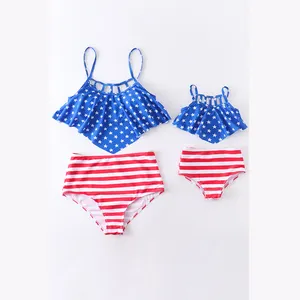 Maillots de bain de luxe 4 juillet, 2 pièces, drapeau patriotique, maillots de bain maman et moi, 2022