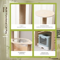 MEEW Arbre à chat moderne en bois à plusieurs niveaux avec grotte fermée, poteaux à gratter en sisal, support amovible pour bac à litière, design écologique
