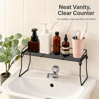 Étagère de rangement pliable pour lavabo de salle de bain, organisateur de comptoir en métal pour meuble-lavabo