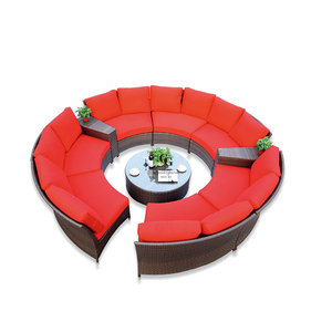 Porche confortable modulaire <span class=keywords><strong>de</strong></span> jardin <span class=keywords><strong>de</strong></span> luxe en demi-lune ensembles <span class=keywords><strong>de</strong></span> canapés d'extérieur 12 places canapé sectionnel - Product Image 1