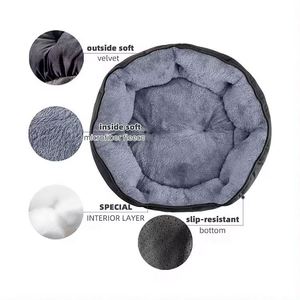 Free Sample custom top selling luxury high quality popular black soft plush <b>round</b> pet products new arrival <b>dog</b> <b>bed</b> - Product Image 6