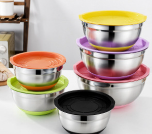 อ่างทำอาหารสแตนเลสอเนกประสงค์เคลือบสารกันติดพร้อมฝาพลาสติก - Product Image 1