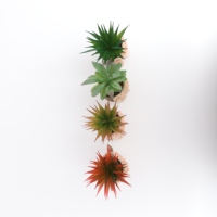 Ensemble de 4 pots à succulentes en résine ROOGO Garland Girl avec trou de drainage et plantes artificielles, pot à fleurs fait main