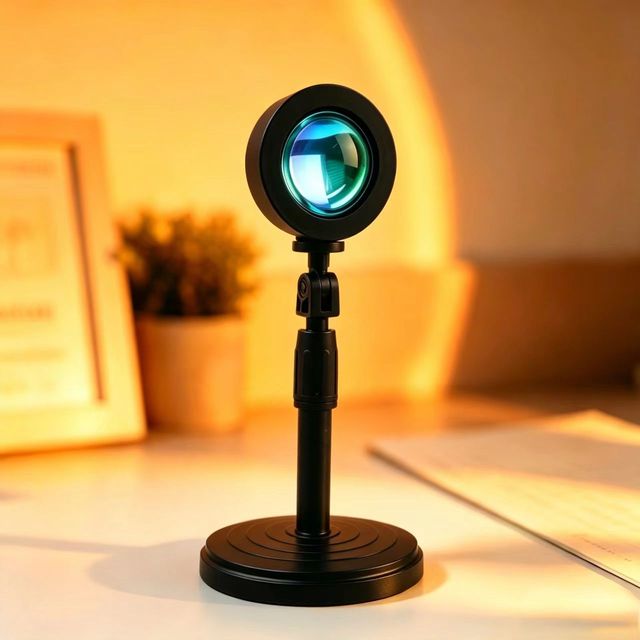 LED Sunset Lamp with RGB 16 Colors Remote Control Rainbow Projection Night Light Small Modern Design Battery Powered