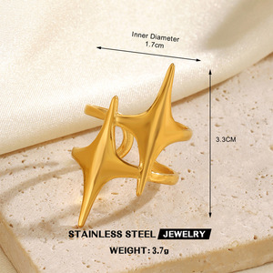 남성과 여성을 위한 PVD 18K 골드 스테인리스 스틸 오픈 조절 가능한 커프 링 - Product Image 2