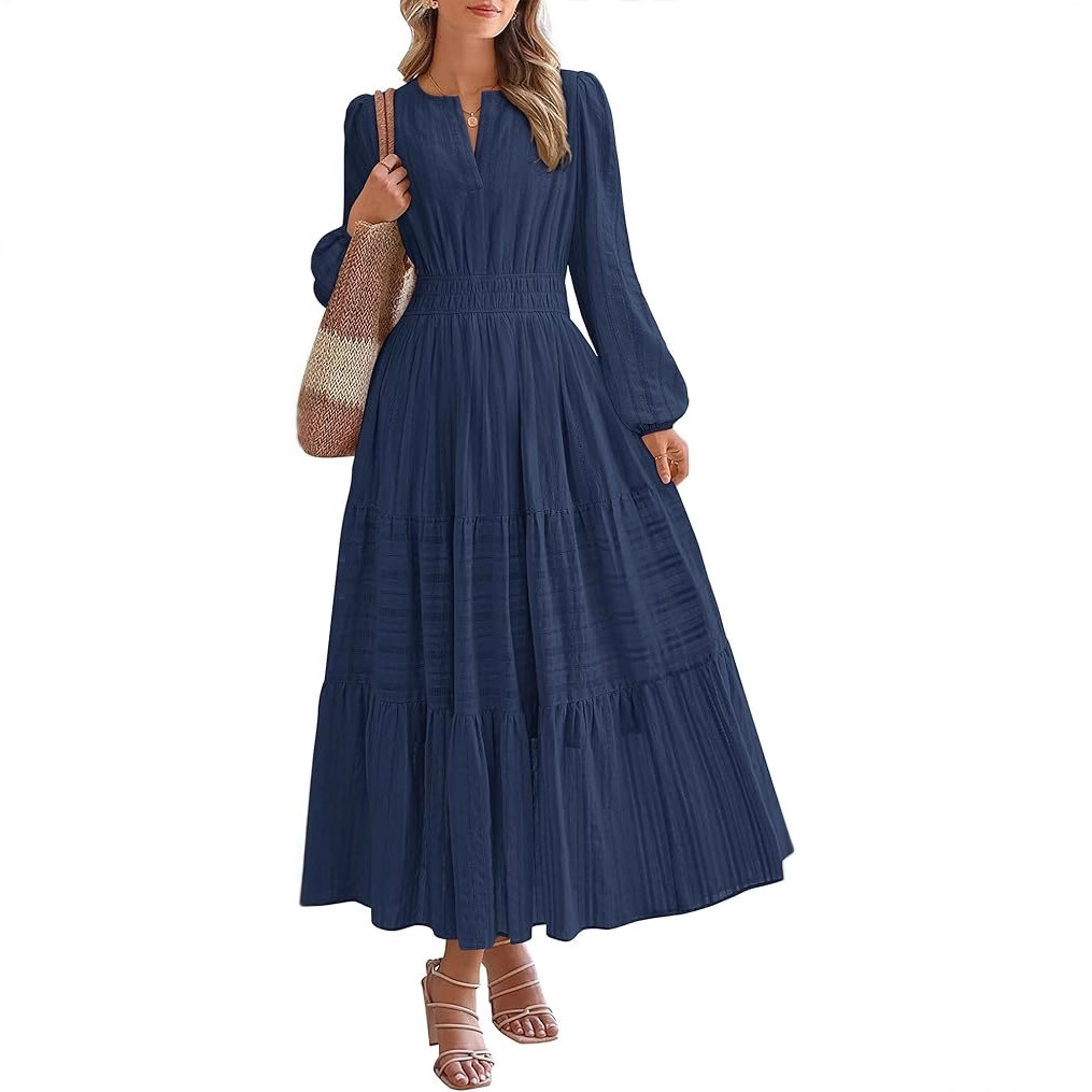 long dresses casual with sleeves KissProm Modest A-Line Sleeve Floor Length Train Simple Chiffon Bateau V-Back Wedding Dress, Diamond White / 14 Is the quality of the clothes as described Fall Casual Dresses for Women