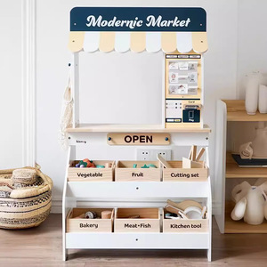 Divertente negozio di alimentari in legno giocattolo finta gioco minimarket in legno frutta e verdura Check stand per bambini - Product Image 2