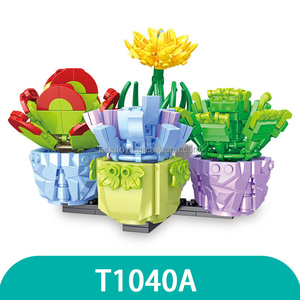 Nueva flor Mini plantas en maceta suculentas construcción Cactus bonsái árbol jardines bloques de construcción modelo ladrillos niños Diy juguete regalos - Product Image 5