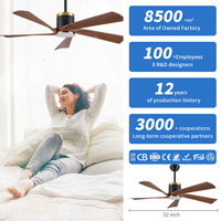 Ventilateur de plafond moderne de 52 pouces en finition noir et or, doté de 6 vitesses, d'un moteur économe en énergie et d'un éclairage LED intégré pour salon