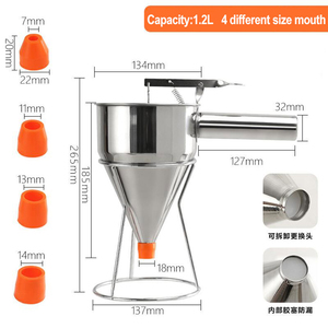 XEOLEO Distributeur de pâte à crêpes de cuisine en acier inoxydable avec support Entonnoir à piston de confiserie Pastr - Product Image 2