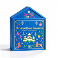 Boîte cadeau calendrier de l'avent personnalisée en forme de maison avec 24 mini-tiroirs, impression colorée de Noël pour l'emballage de biscuits et de bonbons