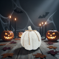 Ornamen Labu Putih Halloween Harvest, Labu Buatan untuk Thanksgiving, Dekorasi Hadiah Pesta Rumah yang Meriah, Buatan Tangan untuk Musim Gugur