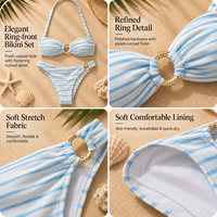 Nouveau maillot de bain bikini pour femme, personnalisable, élégant, imprimé aux couleurs vives, style dos nu et plissé