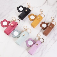 Porte-rouge à lèvres miroir en cuir PU mini cœur mignon, porte-clés, miroir de maquillage rond de haute qualité, impression numérique personnalisée, vente chaude