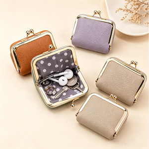 Eco -friendly Mini Kiss Lock PU Storage Pouches Custom Brand Logo For <b>Small</b> Business Boutique Offline Retail Packaging - Product Image 4