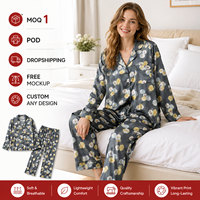 Ensemble de pyjama d'été en mousseline douce à imprimé floral marguerite, soyeux, respirant, écologique, à manches longues, avec taille élastique pour femme