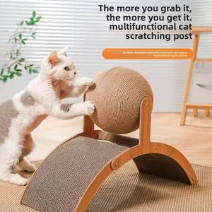 Venta al por mayor interactivo noria <span class=keywords><strong>gato</strong></span> rascador Bola de juguete de madera resistente al desgaste no desprendimiento autoentretenimiento juguete cuerda de sisal - Product Image 4