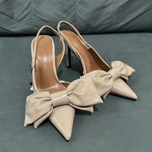 Women's Patent Leather Stiletto <b>Sandals</b> for Spring & <b>Summer</b> - <b>Closed</b>-<b>Toe</b> with Bow, Ankle Strap High-Heel Dress Shoes - Product Image 6