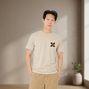 Camiseta de Algodón Beige para Hombre, Manga Corta, Cuello Redondo, Corte Regular Informal, Tejido Transpirable, Estampado Serigrafiado - Product Image 6