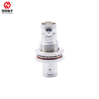 Adaptador de Panel Doble Hembra Coaxial RF Electrónico VIEW IS BNC, Niquelado, 50 Ohm, 1/2-28UENF-2A, Recto, Latón, ROHS, DC-4GHz