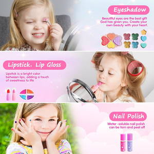 Ensemble de maquillage pour enfants, valise de maquillage réelle, cosmétiques lavables, ensemble de sacs de maquillage, jouets de maquillage, jouets de beauté et de mode pour les filles - Product Image 4