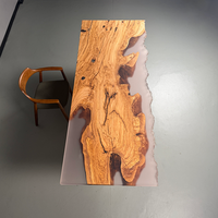 Table de salle à manger moderne en bois massif avec bordure naturelle et revêtement en époxy, table de rivière personnalisée, grande table de salle à manger, cuisine/salon (olivier italien)